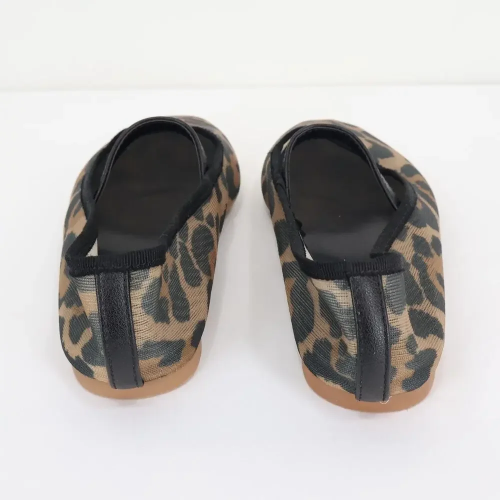 J.Crew Crewcuts Girls Ballet Flats Leopard Print Mesh Size K13 NWOT